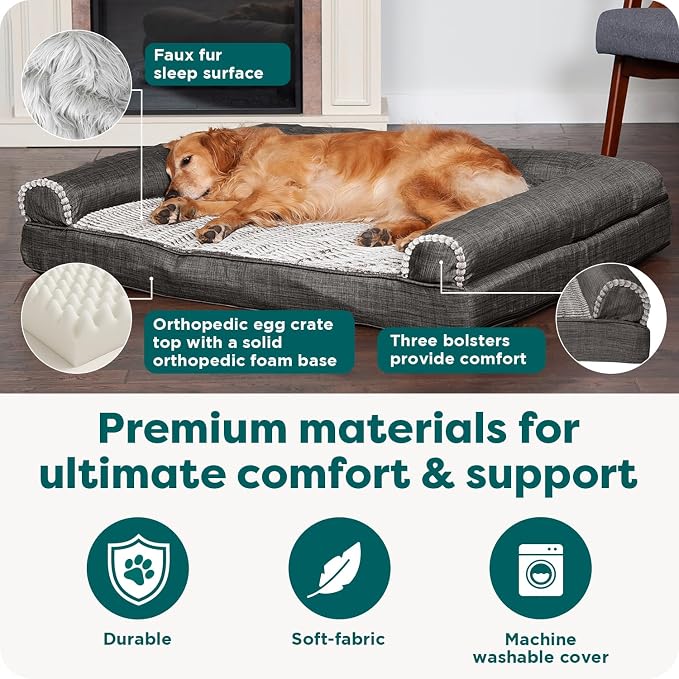 Furhaven Orthopedic Dog Bed for Large/Medium Dogs w/ Removable Bolsters & - Image 5
