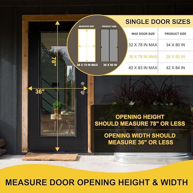 Magnetic Screen Door -Fit for Door Size:36x78 Inch, Screen Door Size - Image 2