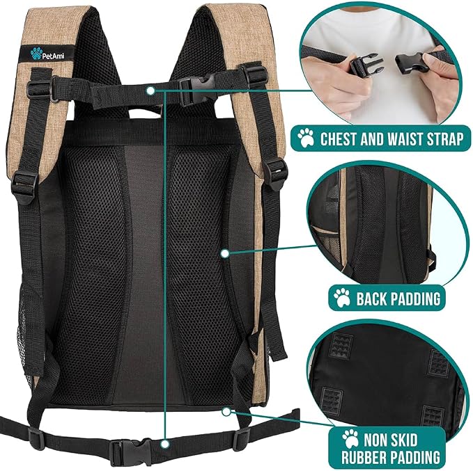 PetAmi Dog Backpack Carrier for Small Large Cat, Ventilated Pet Hiking Backpack - Image 5
