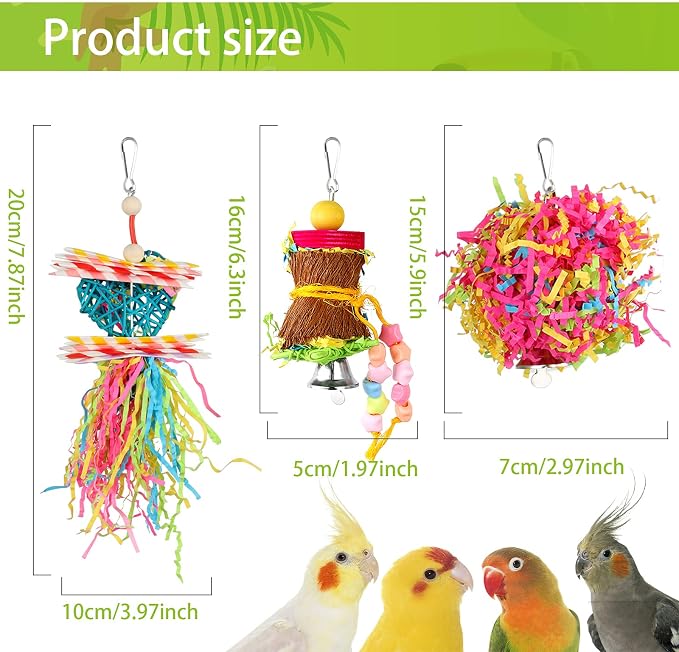 YUEPET 4 Pack Bird Shredder Toys Small Parrot Chewing Toys Parrot Cage Foraging - Image 3