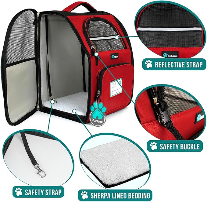 PetAmi Dog Backpack Carrier for Small Large Cat, Ventilated Pet Hiking Backpack - Image 4
