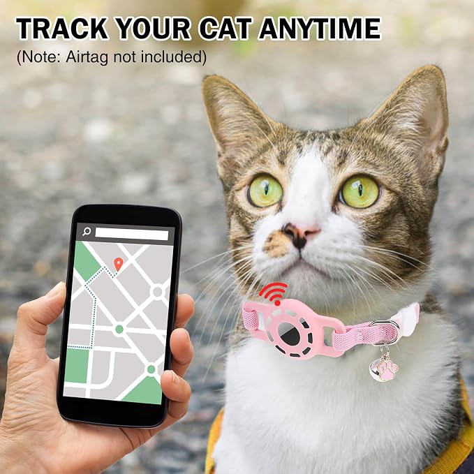 Airtag Cat Collar Breakaway, Stretchy Cat Tracker Collar - Image 2