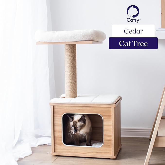 Catry 29.7" Tall 3 Level Laminated Wood Cat Tree - Image 9