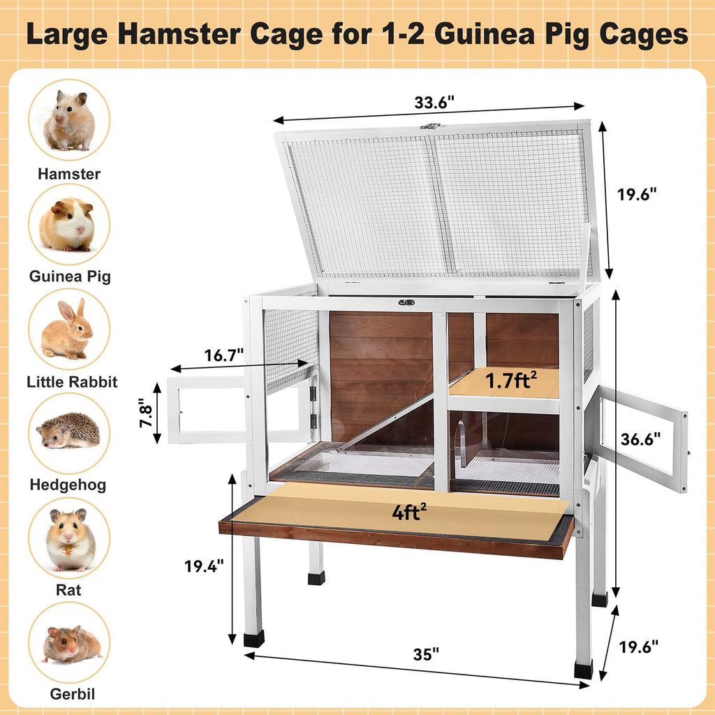 2-Story Guinea Pig Cage with Stand, Walnut - GlobalHabitat Supply