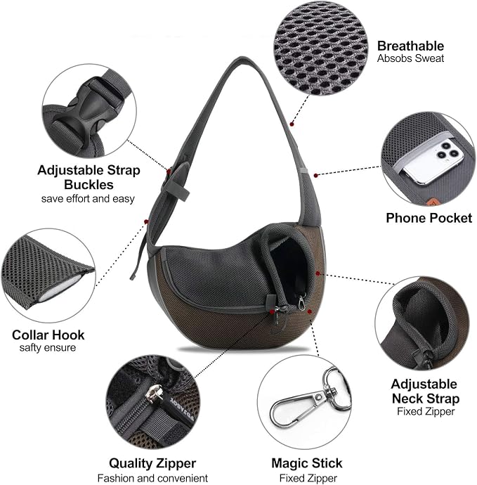 FDJASGY Pet Sling Carrier for Small Dogs Cats, Breathable Mesh Travelling Hand - Image 3