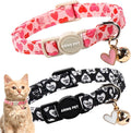 ARING PET 2 Pack Valentine's Day Cat Collar, Breakaway Kitten Small Black White by ARINGPET