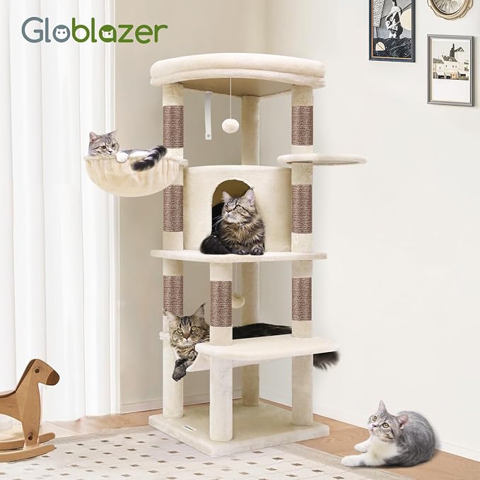 Globlazer Corner Cat Tree, 51in Curved Series Modern Cat Tower - Image 8