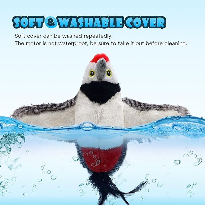 Cat Toys, Flapping Wings Woodpecker, No Flying, Chirping Bird Interactive - Image 5