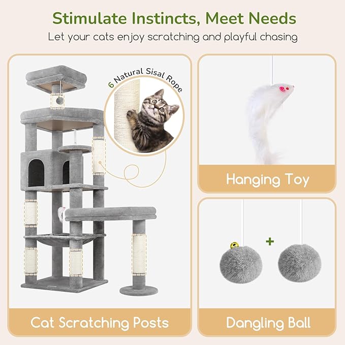 Globlazer Extra Large Platform Cat Tree, 65in Sturdy Cat Tree - Image 6