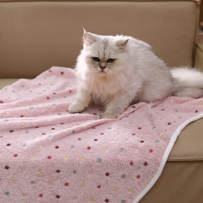 1 Pack 3 Blankets Super Soft Cute Dot Pattern Pet Blanket Flannel Throw - Image 7