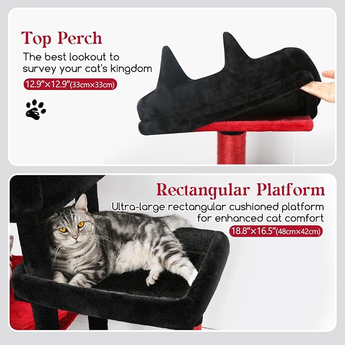 Globlazer Extra Large Platform Gothic Cat Tree, 65in Tall Sturdy Goth Cat Tower - Image 3