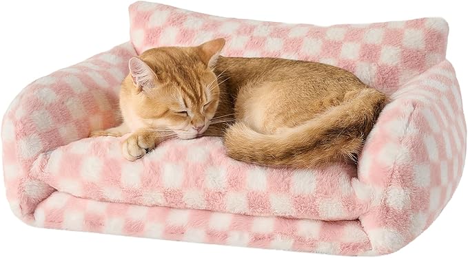 Hollypet Cat Bed Fluffy Plush Mutifuctional Double-Layer Soft Pet Couch by Hollypet