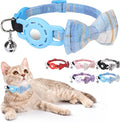 Airtag Cat Collar with Bells and Bowtie -Safety Elastic Band Kitten Collar by DILLYBUD