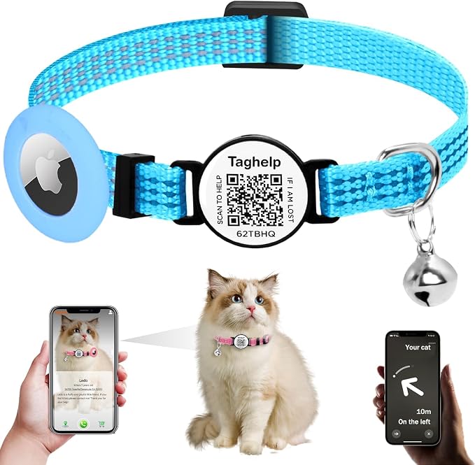 Reflective AirTag Cat Collar Breakaway, TAGHELP GPS Cat Collar by Taghelp