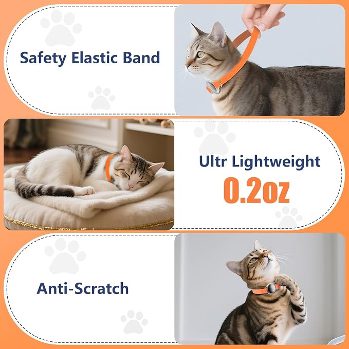 AirTag Cat Collar, Ultra Elastic Cat Tracker Collar, Airtag Holder Compatible - Image 6