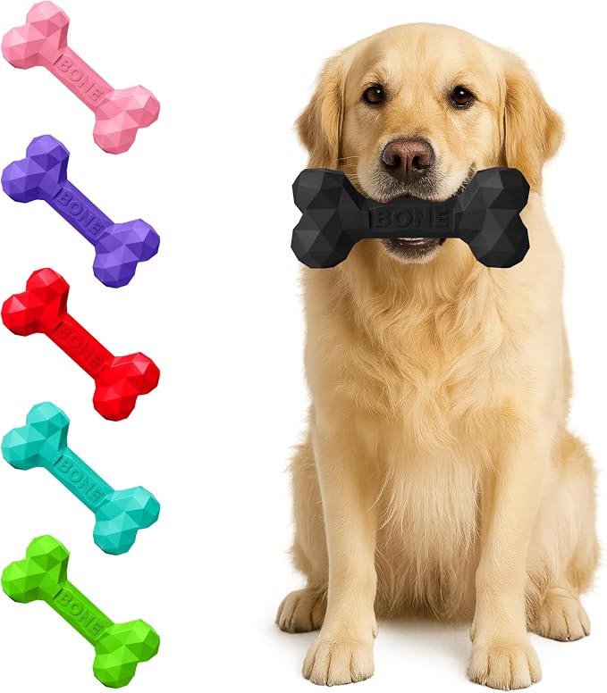 Natural Rubber Dog Chew Bone – Treat-Dispensing, Tough & Indestructible Chew by ThePupQuartet