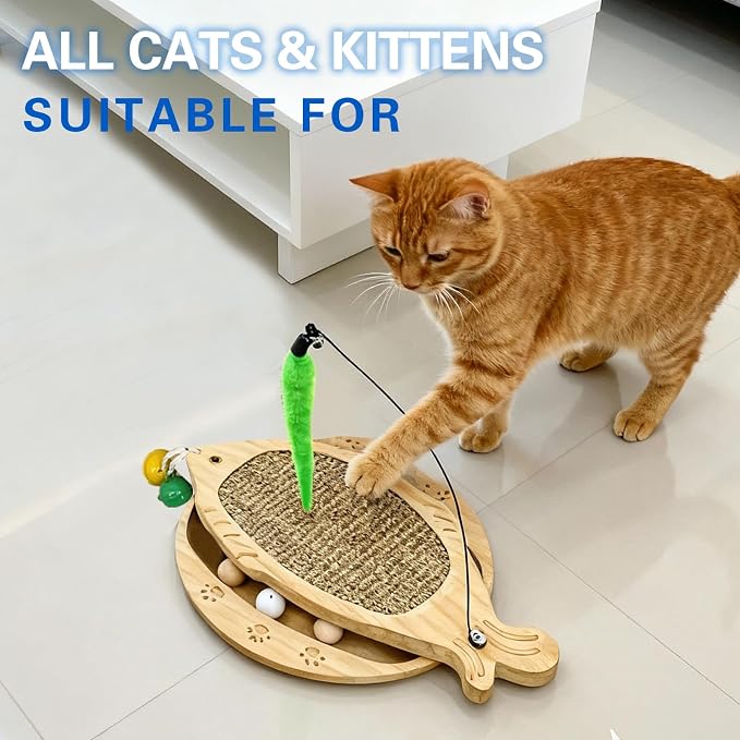 Cat Scratcher with Natural Sisal Pad, 3-in-1 Cat Scratching Board, 2-Tier - Image 7