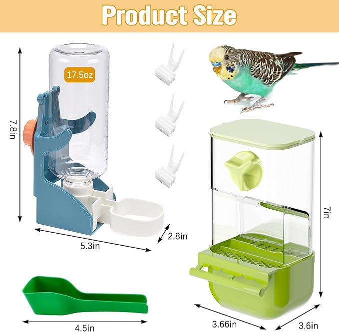 BNOSDM Automatic Bird Feeder Water Dispenser Set No Mess Bird Cage Feeders - Image 2