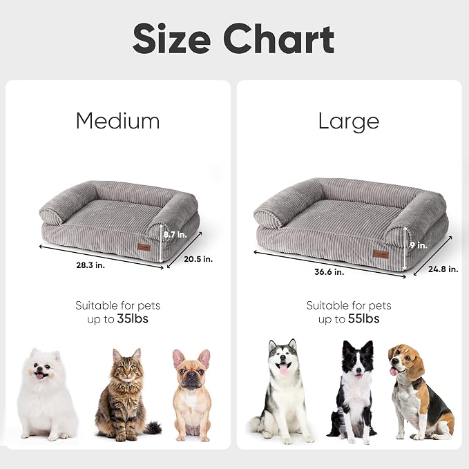 FUKUMARU Cute Dog Bed, Waterproof Corduroy Dogs Couch, 36in Orthopedic Pet Sofa - Image 6