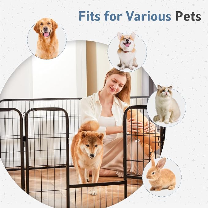 DUMOS Dog Playpen Indoor, Metal 24 Inch 16 Panels Foldable Pet Fence - Image 2