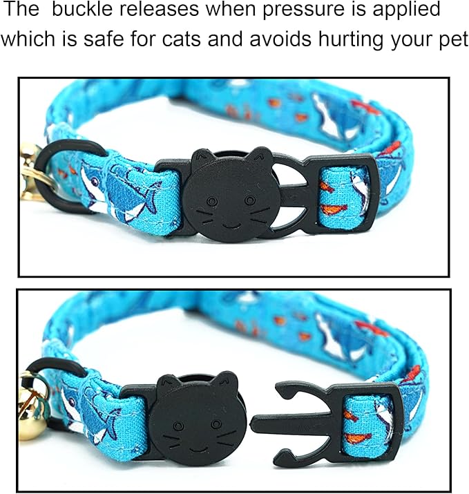 Cat Collar-2 Pack Cat Collars Shark & Dinosaur Cat Collar Breakaway - Image 3