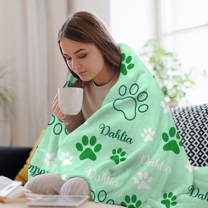 Personalized Paw Print Dog Blanket - Image 4