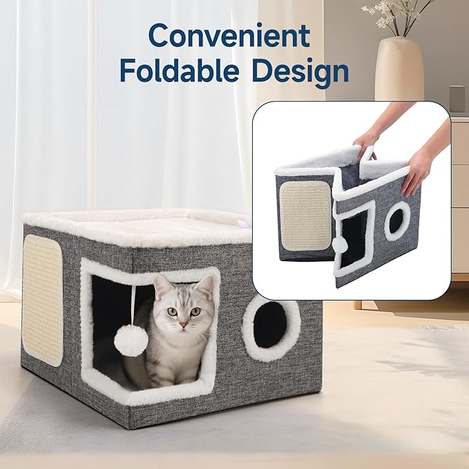 Shikha Cat Beds for Indoor Cats, Large Cat Cave - Image 6