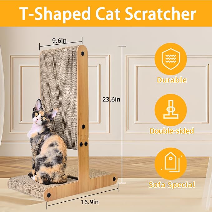 Nekosan T-Shaped Cat Scratcher for Indoor Cats, Double-Sided Furniture Protector - Image 3