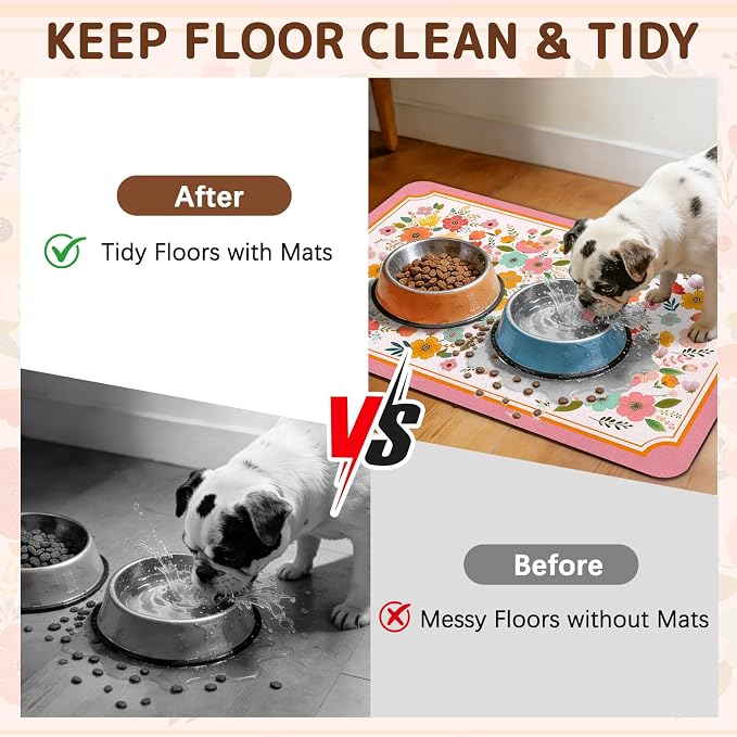 Dog Food Mat for Bowls, Absorbent Quick Dry Dog Cat Mats for Food and Water - Image 3