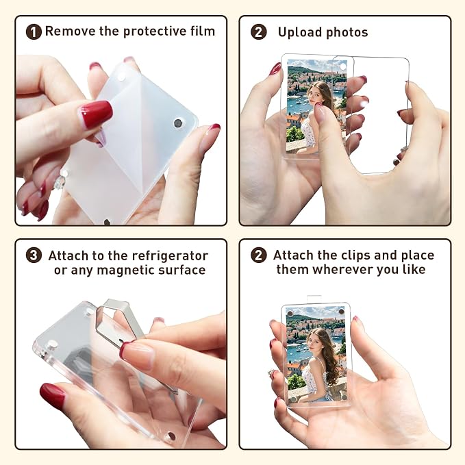 16 PCS Car Picture Holder, Car Visor Photo Clip, Acrylic Magnetic 3 Inch Car - Image 3