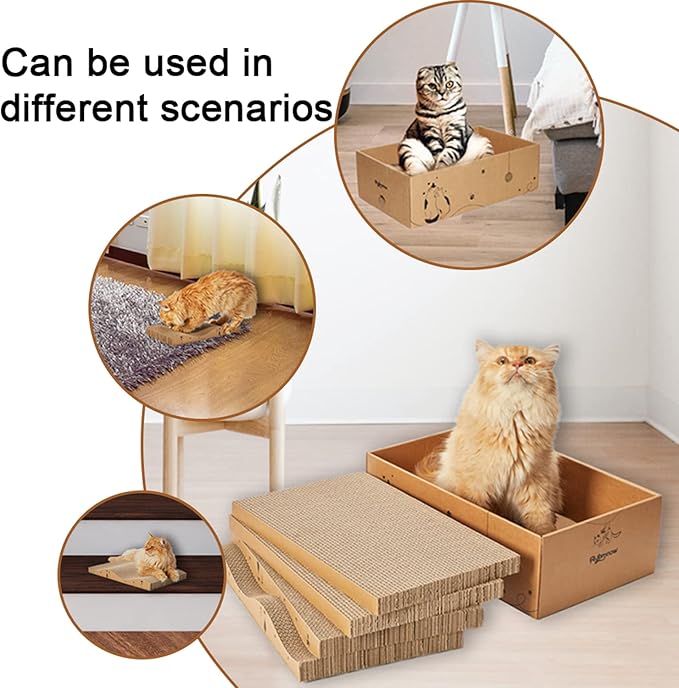 Cat Scratcher Cardboard Pad Scratch Box, Reversible Durable - Image 4