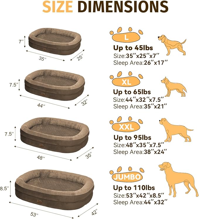 Orthopedic Waterproof Large Dog Bed: Memory Foam Washable Dog Bed - Image 2