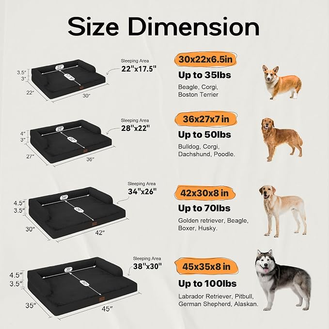 Large Orthopedic Dog Bed with Bolster – Washable Waterproof Cover, Non-Slip - Image 2