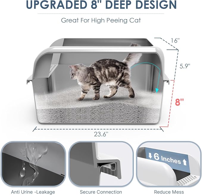 2 Pack 8" Deep Stainless Steel Litter Box - Image 3