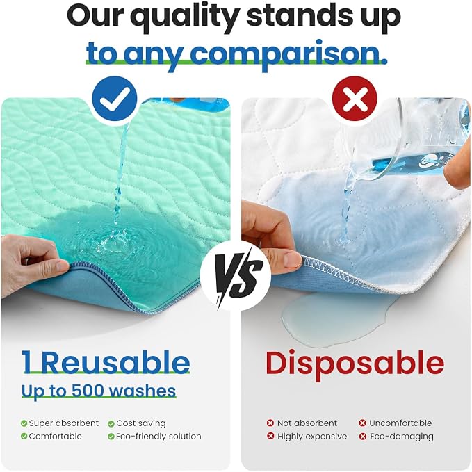 Noovirum® Washable Underpads, 34“x52” Reusable Incontinence Pads - Image 6