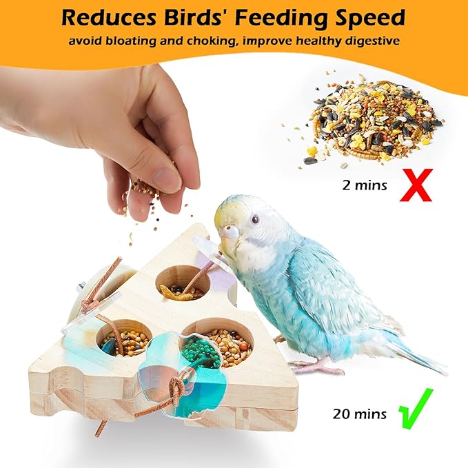2Pcs Wooden Small Bird Foraging Toys, Interactive Parakeet Foraging Toys - Image 3