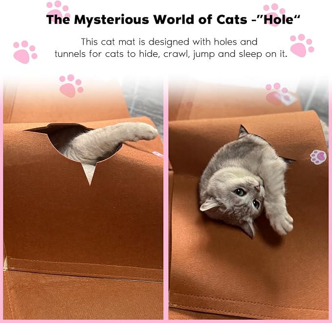 Interactive Cat Tunnel Mat for Indoor Cats, 4-Way Felt Cat Cave - Image 7