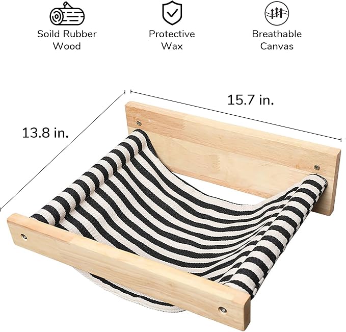 FUKUMARU Hammock Wall Mounted Cat Beds and Perches, Wooden Kitten Walls - Image 2
