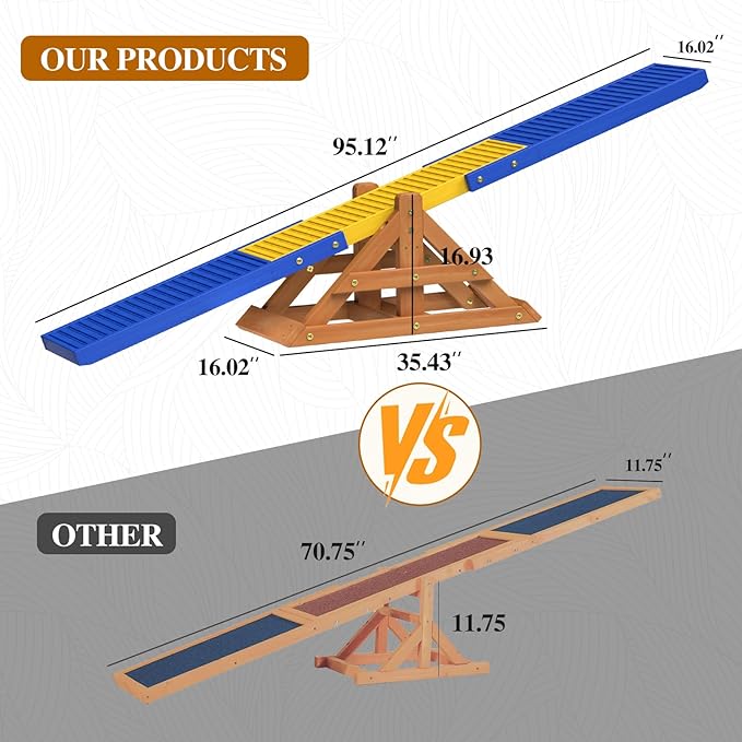 95" Wooden Dog Seesaw, Dogs Agility Course Backyard Set - Image 3