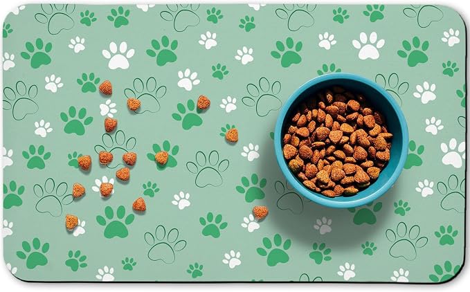 Dog Food Mat, Absorbent Water Bowl Mats Cat Pet Feeding Placemats Green 24 * 32 by Zoeeya