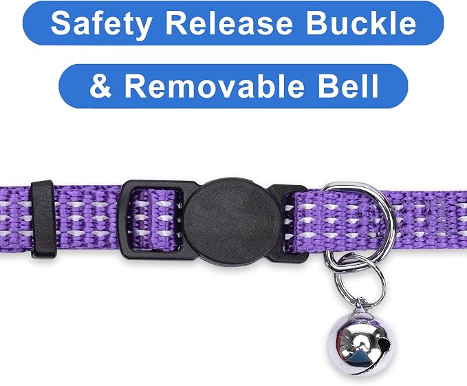 Pawtitas Reflective Purple Cat Collar - Image 3
