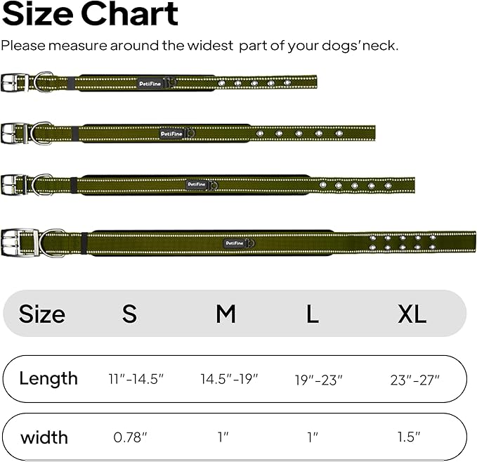 PetiFine Dog Collars for Small Dogs, Neoprene Padded Dog Collar, Reflective - Image 7