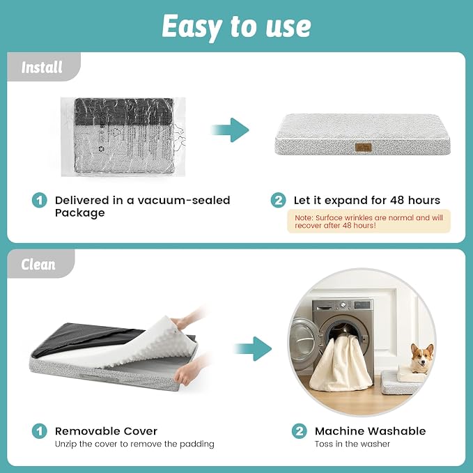 Dog Crate Bed for Medium Small Size Dogs, Rectangular Orthopedic Dog Beds - Image 7