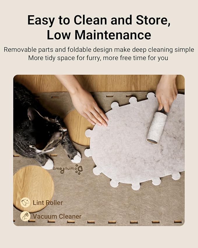 DownyPaws Cat House for Indoor Cats, 2-Storey Foldable Cat Bed Cave, Felt Cats - Image 7
