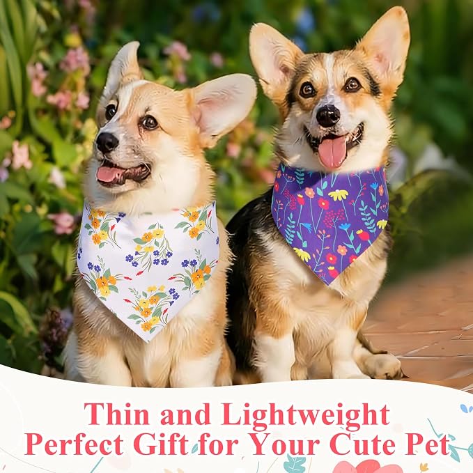 Reginary 120 Packs Spring Dog Bandanas Bulk Flower Dog Scarf Adjustable Holiday - Image 4