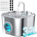 Stainless Steel Cat Water Fountain: 108oz/3.2L Pet Water Fountains Cat Watering by HOOISE