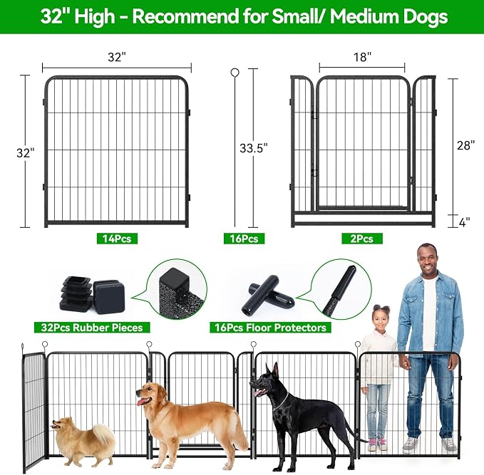 Dog Playpen Outdoor Extra Wide 16 Piece Panels Heavy Duty Dog Fence 32" Height - Image 4