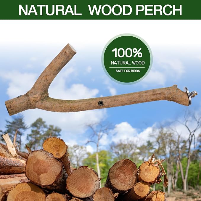 Bird Perch Stand, Natural Vitex Negundo Wood Parrot Perch Bird Cage Branch Perch - Image 3