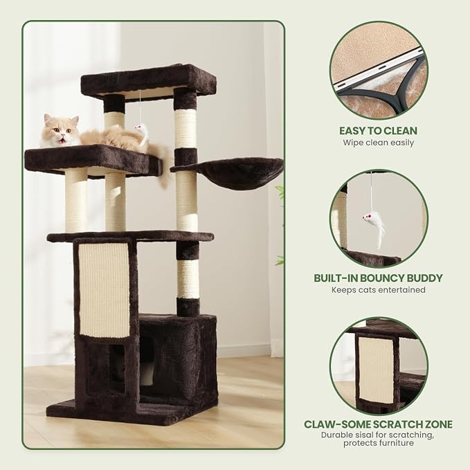 Cat Tree, 50.31-Inch Cat Tower for Indoor Cats, Cat House - Image 5