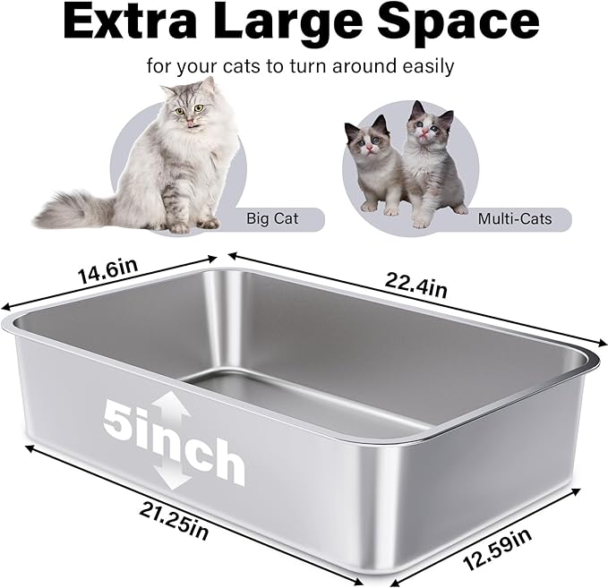 Stainless Steel Litter Box, XL Metal Litter Box - Image 2
